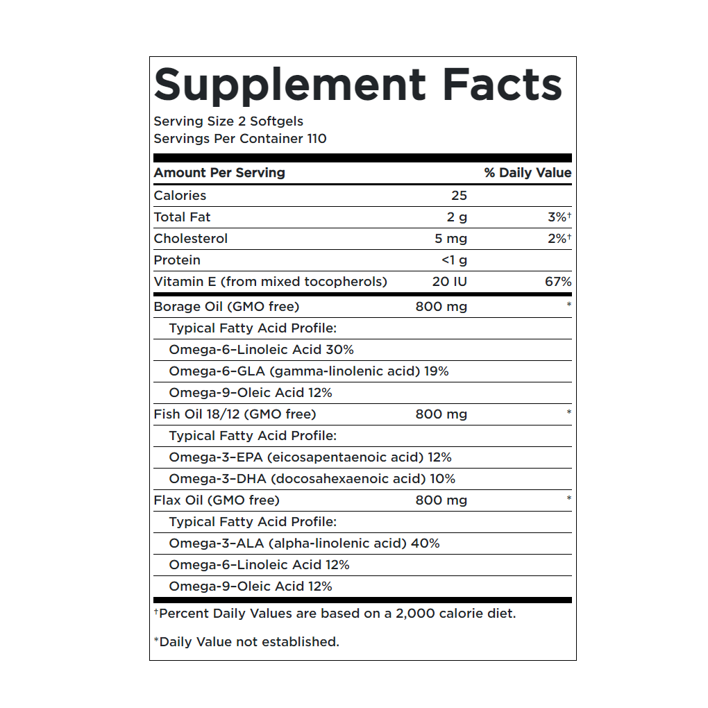 Swanson EFAs MultiOmega 3-6-9 (Flax, Borage, Fish) 1,200 mg / 220 Sgels