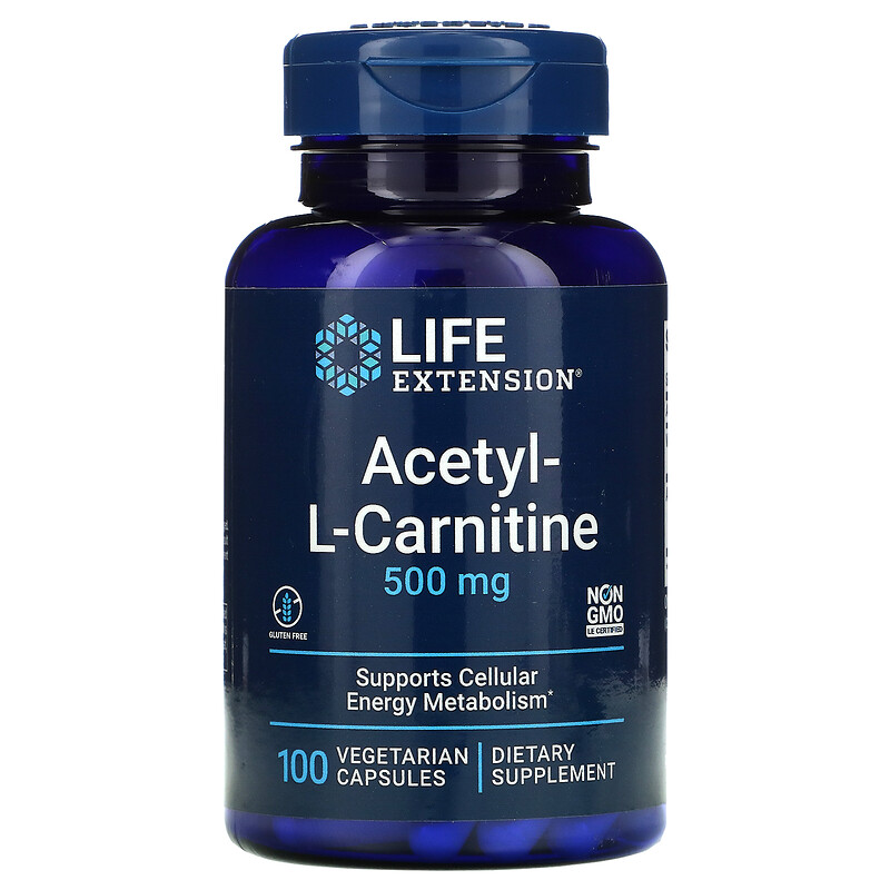 Life Extension Acetyl-L-Carnitine 500 mg / 100 Vegetarian Capsules