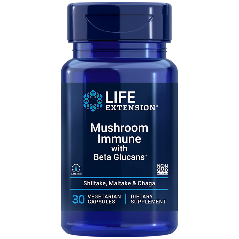 Life Extension Mushroom Immune with Beta Glucans / 30 Vegetarian Capsules