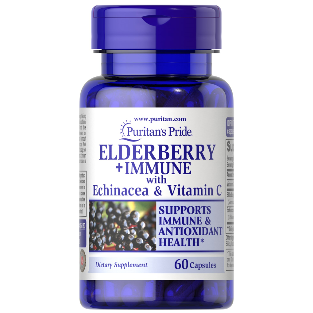 Puritan's Pride  Elderberry plus Immune with Echinacea & Vitamin C / 60 Capsules
