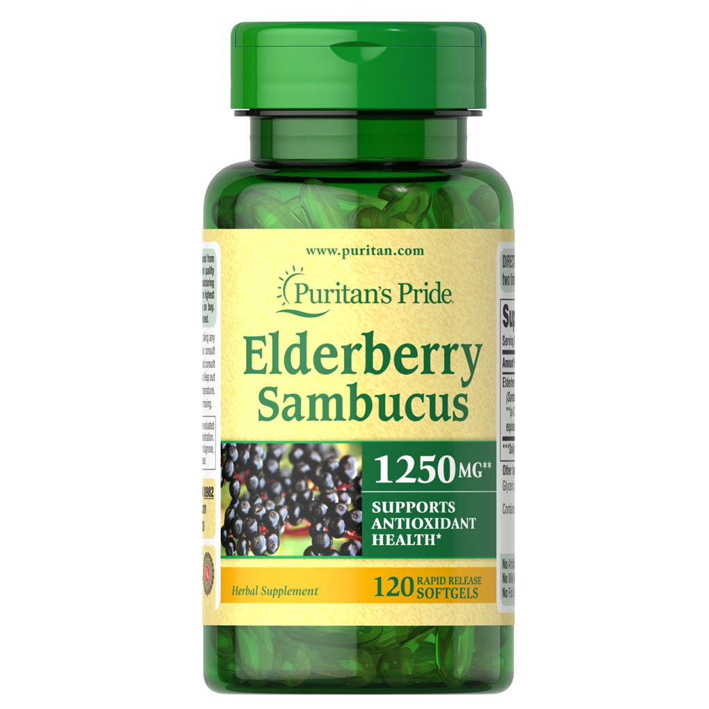 Puritan's Pride  Elderberry Sambucus 1250 mg. / 120 Softgels