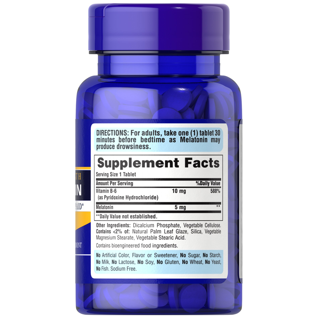 Puritan's Pride Melatonin 5 mg Timed Release ( with Vitamin B-6 ... 10 mg ) / 120 Tablets