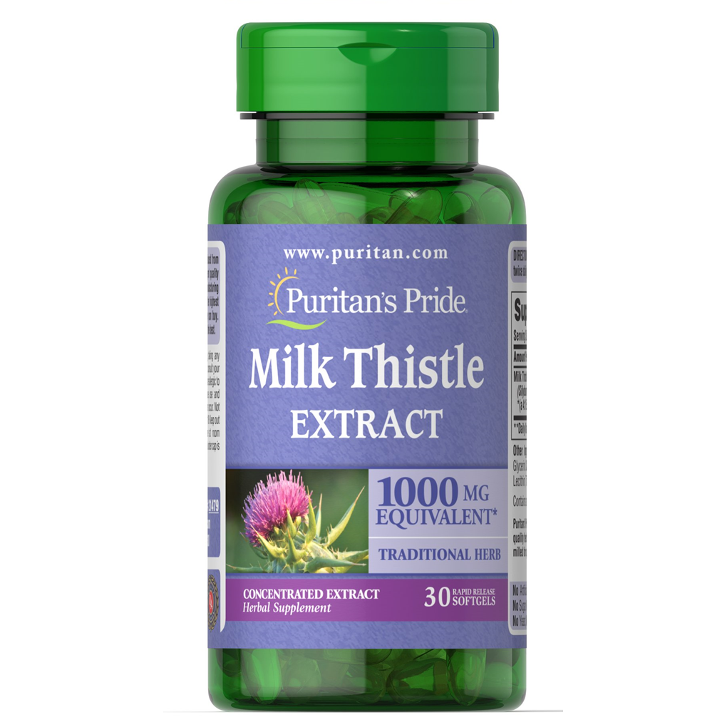Puritan's Pride  Milk Thistle 1000 mg 4:1 Extract (Silymarin) / 30 Softgels