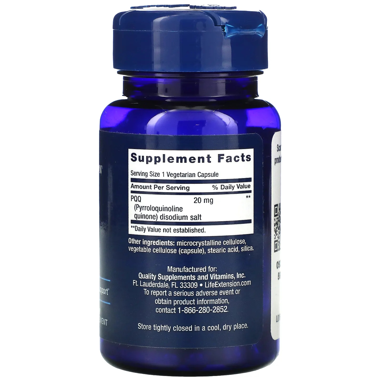 Life Extension PQQ (Pyrroloquinoline Quinone) 20 mg / 30 Vegetarian Capsules