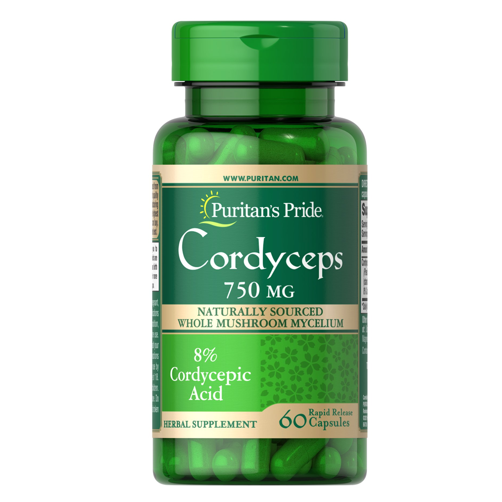 Puritan's Pride Cordyceps Mushroom 750 mg / 60 Capsules