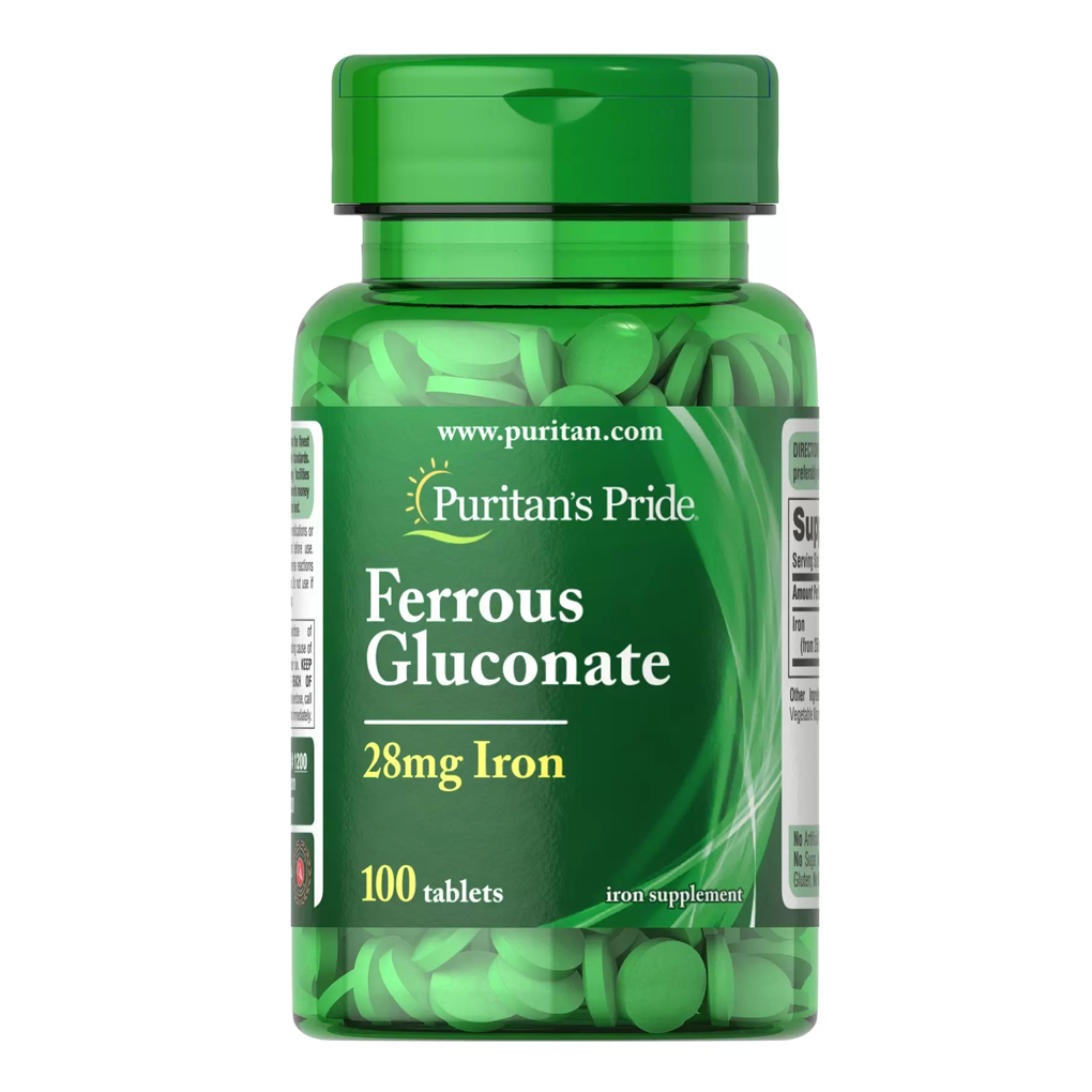 Puritan's Pride Ferrous Gluconate (28 mg Iron) / 100 Tablets