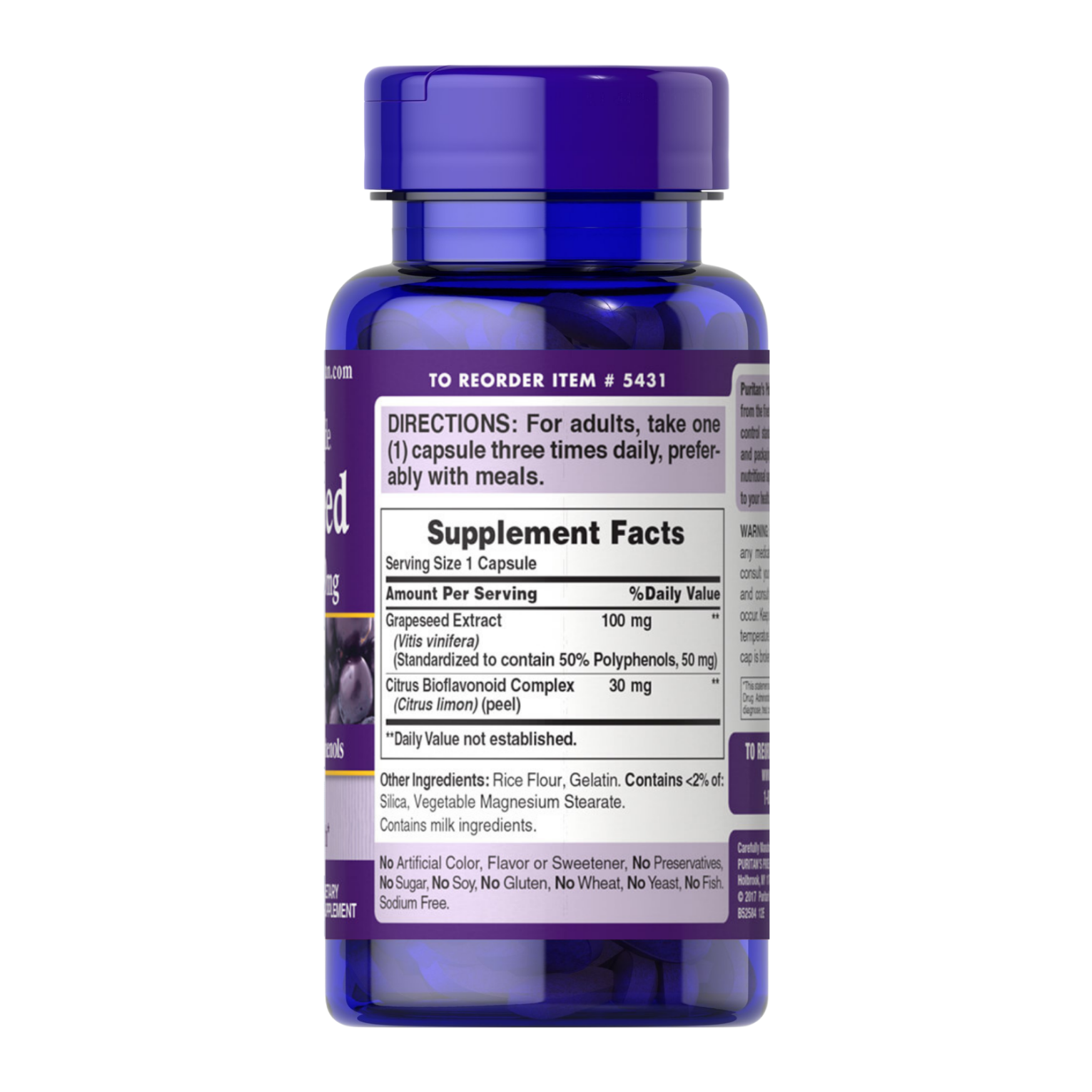 Puritan's Pride Grapeseed Extract 100 mg  / 100 Capsules