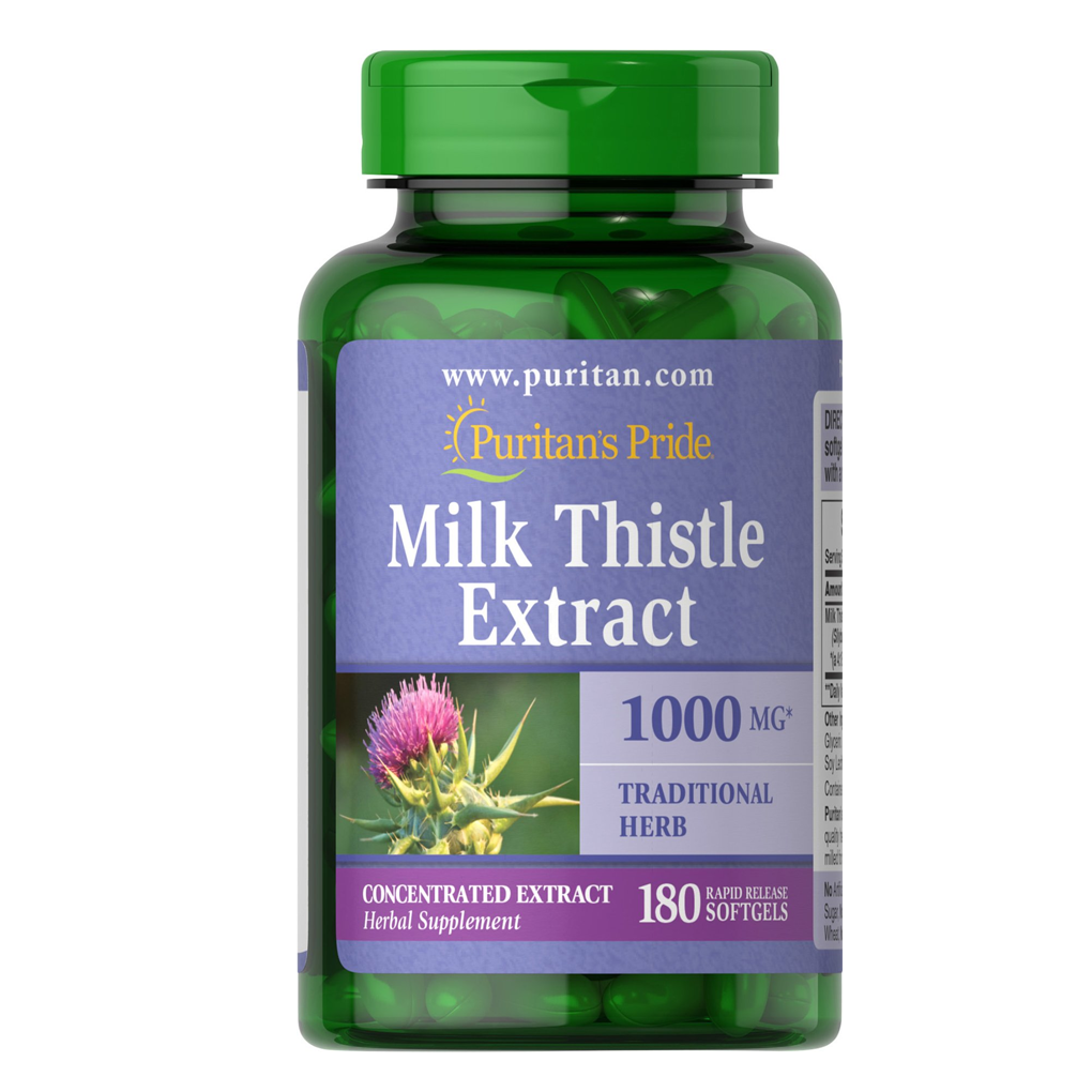 Puritan's Pride Milk Thistle 4:1 Extract 1000 mg (Silymarin) 1000 mg / 180 Softgels