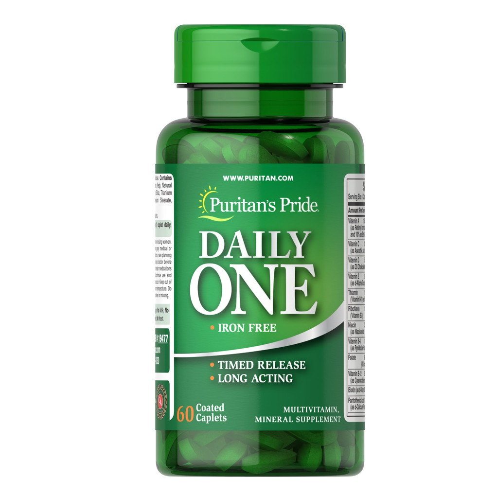 Puritan's Pride Premium Complete One™ Multivitamins Iron Free Timed Release Long Acting / 60 Caplets