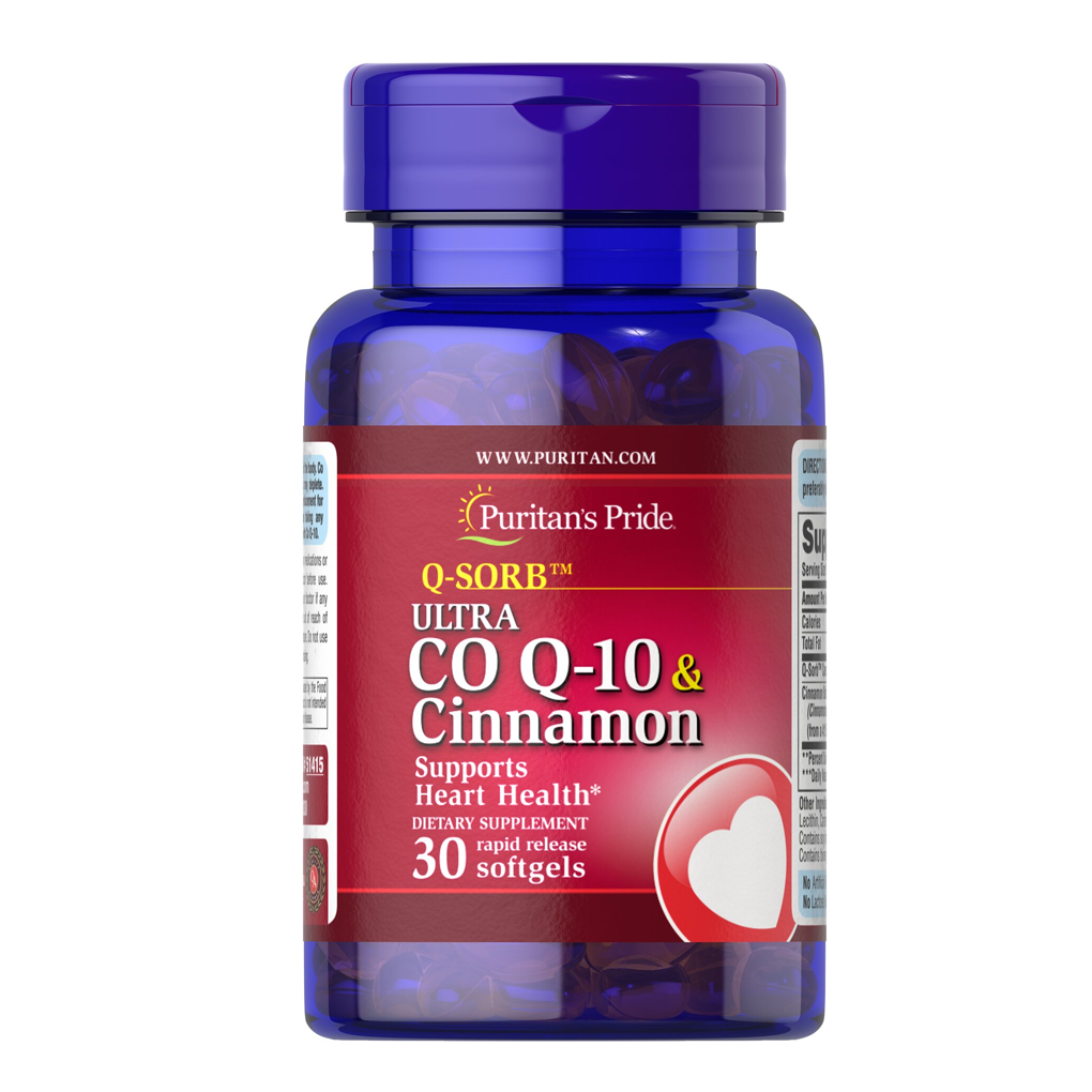 Puritan's Pride Q-SORB™ Ultra Co Q-10 200 mg & Cinnamon 1000 mg / 30 Rapid Release Softgels