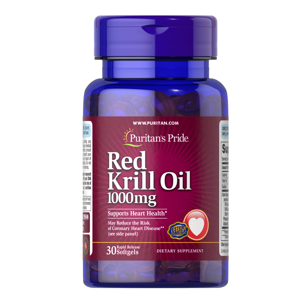 Puritan's Pride Red Krill Oil 1000 mg (170 mg Active Omega-3) / 30 Softgels