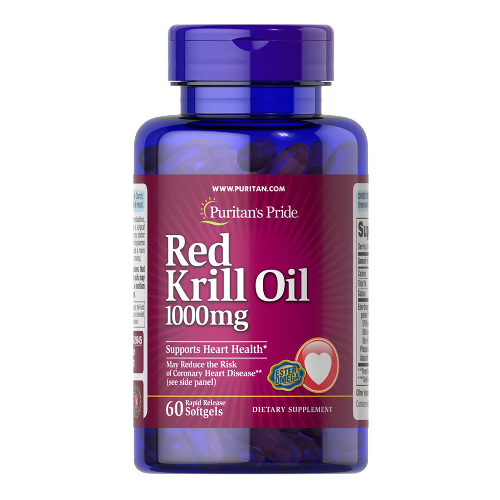 Puritan's Pride Red Krill Oil 1000 mg (170 mg Active Omega-3) / 60 Softgels