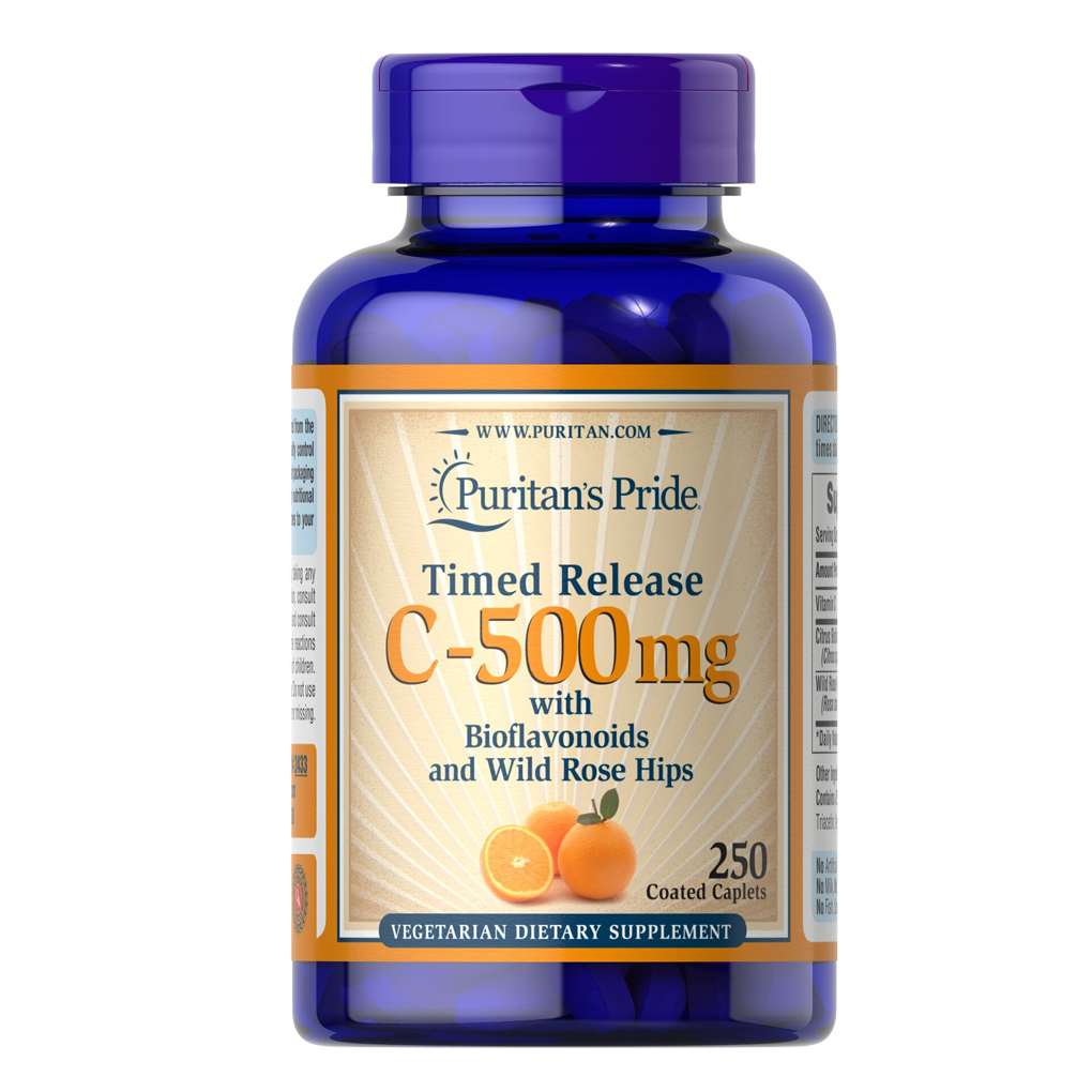 Puritan's Pride Vitamin C-500 mg Protective Bioflavonoids & Wild Rose Hips Timed Release  / 250 Caplets