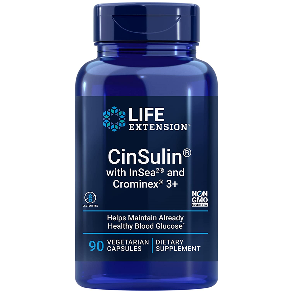 Life Extension  CinSulin® with InSea2® and Crominex® 3+ / 90 Vegetarian Capsules