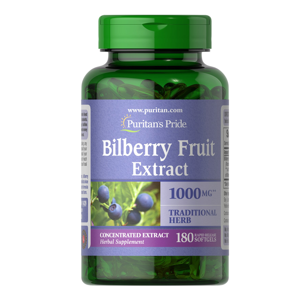Puritan’s Pride Bilberry 1000 mg / 180 Softgels