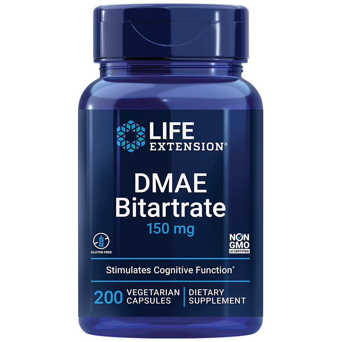 Life Extension  DMAE Bitartrate (Dimethylaminoethanol) 150 mg / 200 Vegetarian Capsules