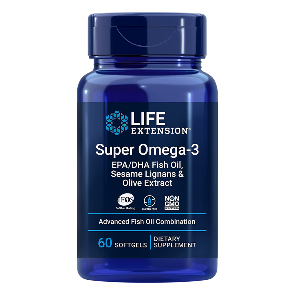 Life Extension Super Omega-3 EPA/DHA Fish Oil, Sesame Lignans & Olive Extract / 60 Softgels