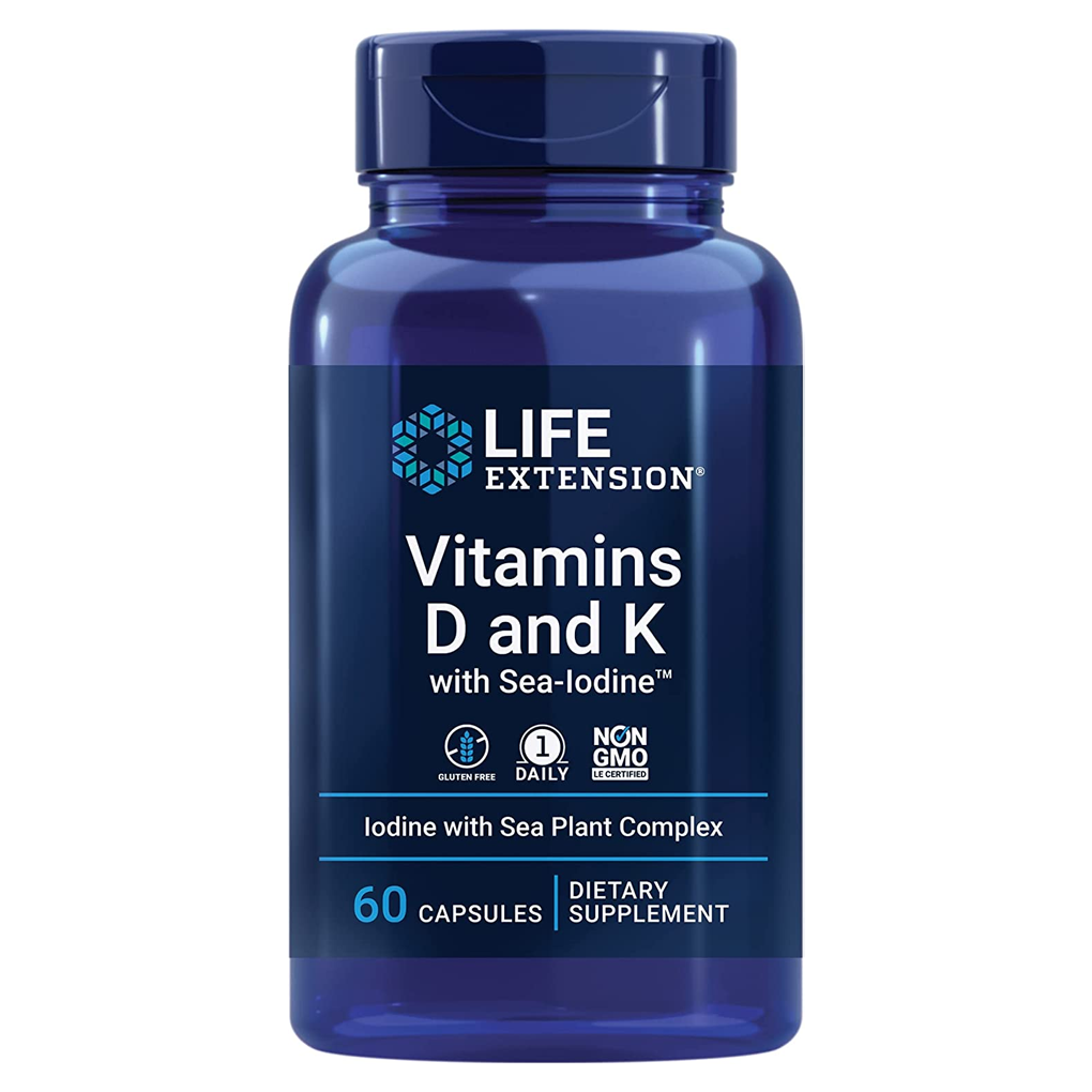 Life Extension  Vitamins D and K with Sea-Iodine / 60 Capsules