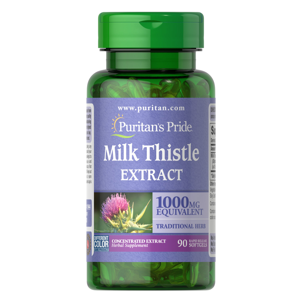Puritan's Pride Milk Thistle 4:1 Extract 1000 mg (Silymarin) 1000 mg / 90 Softgels