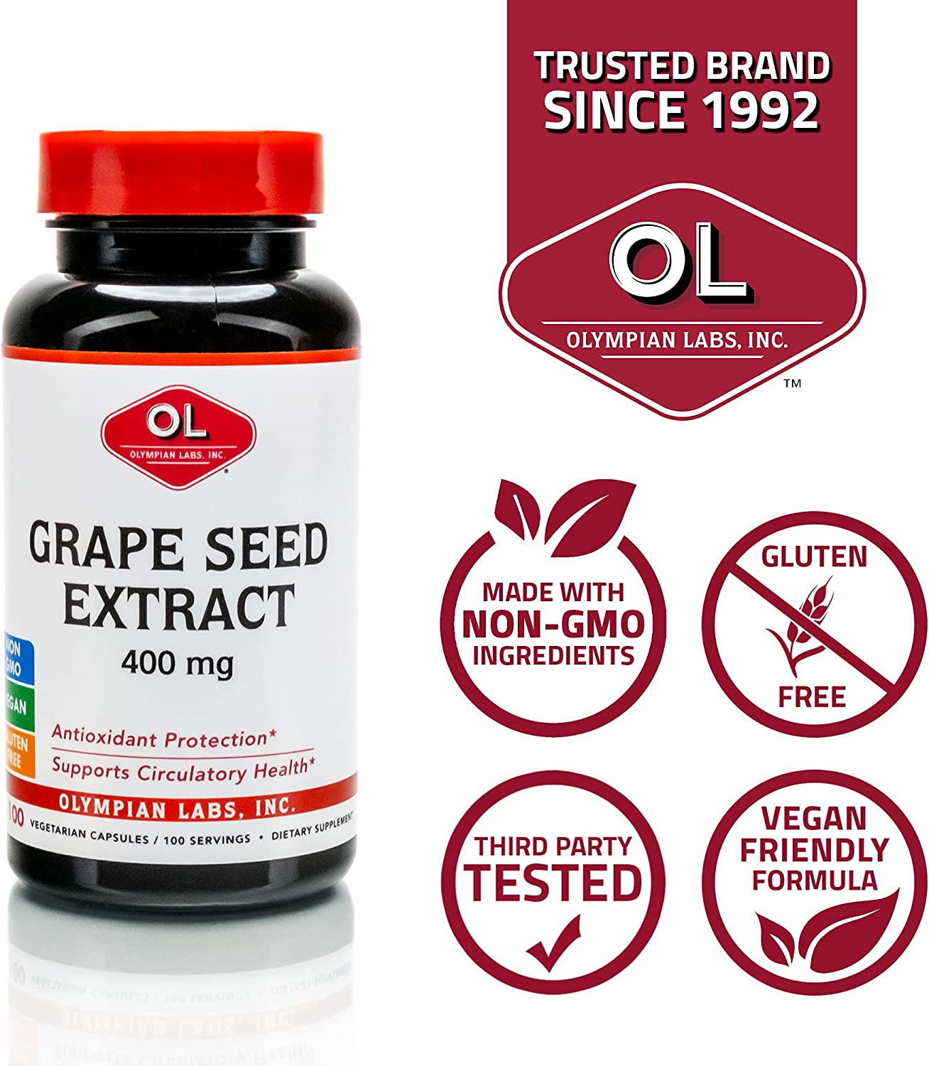 Olympian Labs Grape Seed Extract Naturopathic (400mg) / 100 Capsules