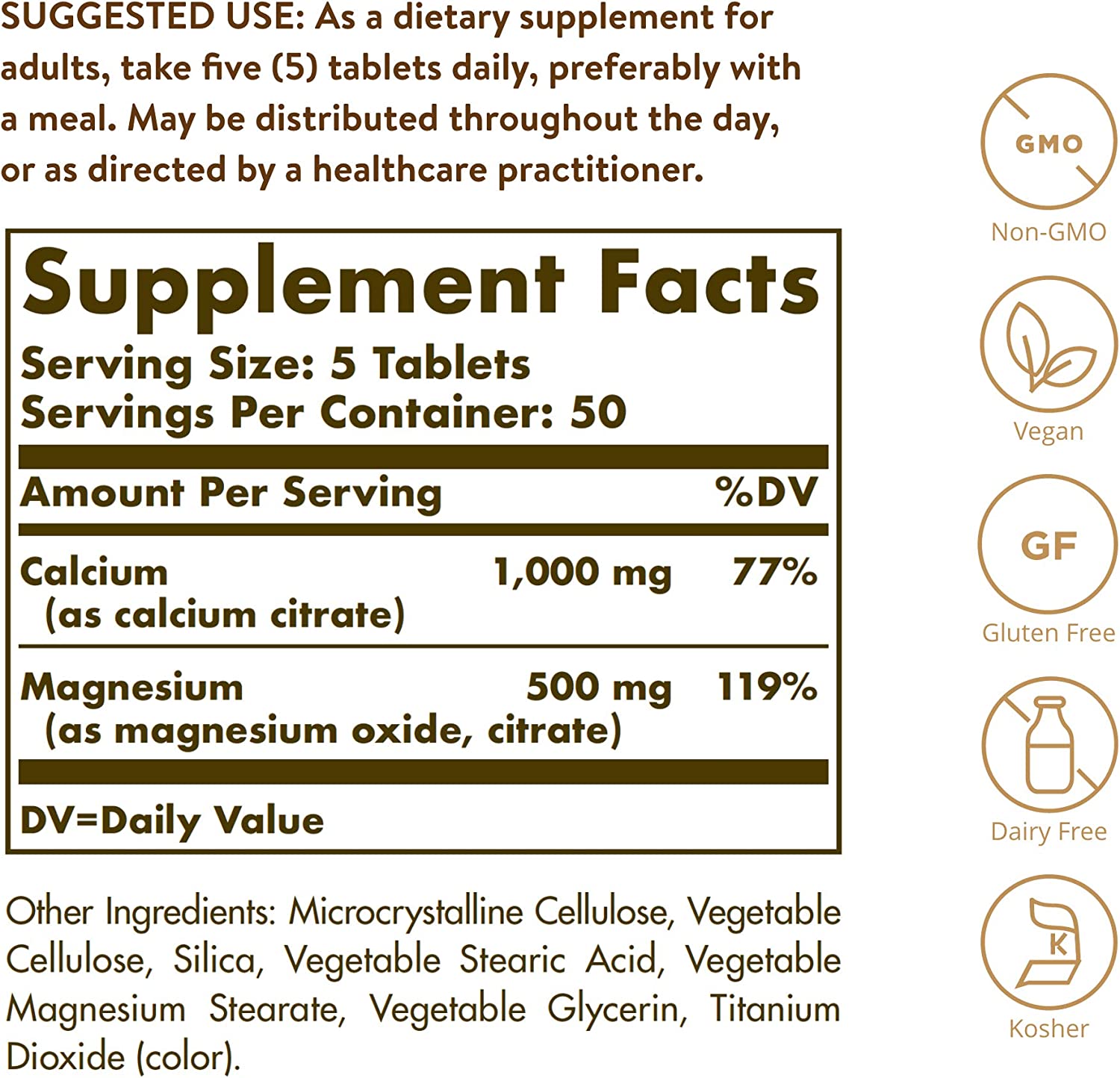 Solgar Calcium Magnesium Citrate / 250 Tablets