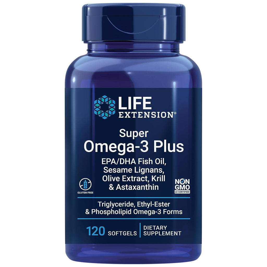 Life Extension Super Omega-3 Plus EPA/DHA Fish Oil, Sesame Lignans, Olive Extract, Krill & Astaxanthin / 120 Softgels