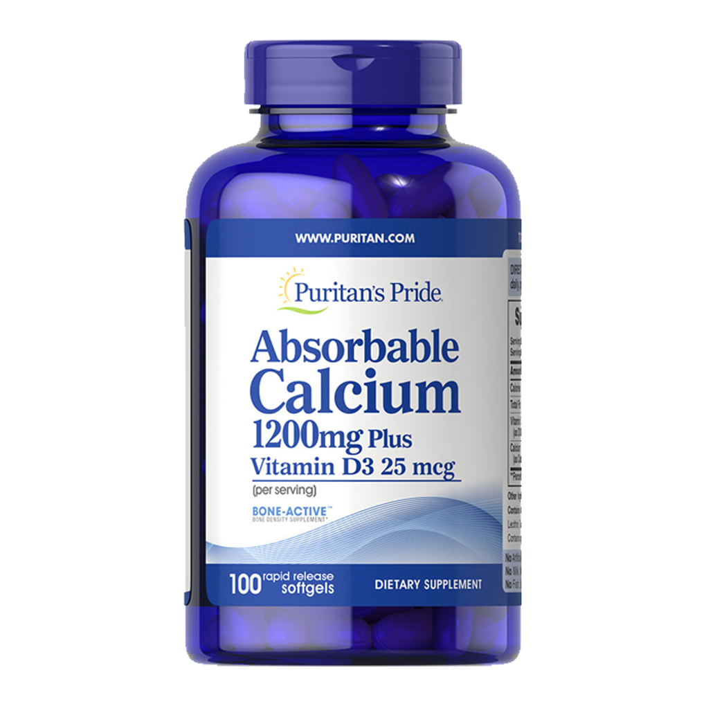 Puritan's Pride Absorbable Calcium 1200 mg with Vitamin D 1000 IU / 100 Softgels