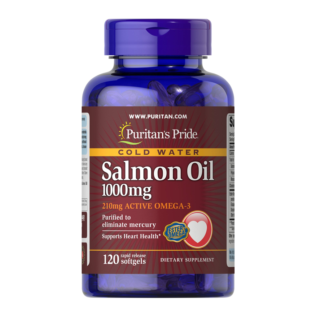 Puritan's Pride Omega-3 Salmon Oil 1000 mg (210 mg Active Omega-3) / 120 Softgels