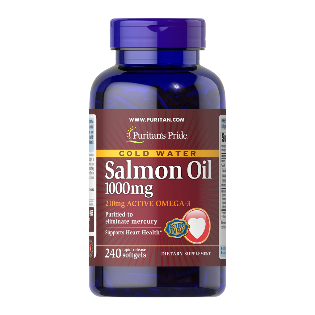 Puritan's Pride Omega-3 Salmon Oil 1000 mg (210 mg Active Omega-3) 1000 mg / 240 Softgels