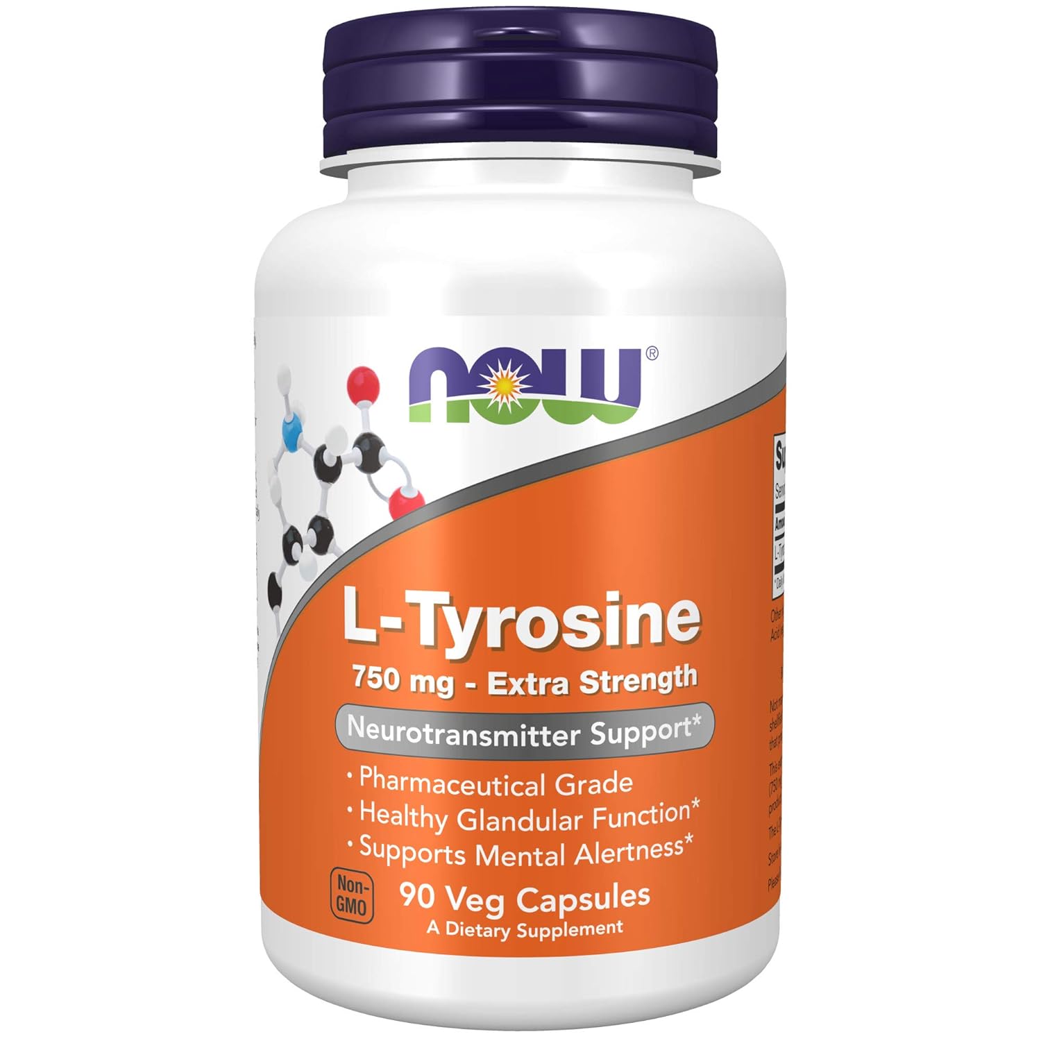 Now Foods L-Tyrosine 750 mg / 90 Veg Capsules