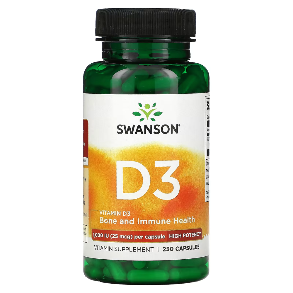 Swanson, Vitamin D3, High Potency, 25 mcg (1,000 IU) / 250 Capsules