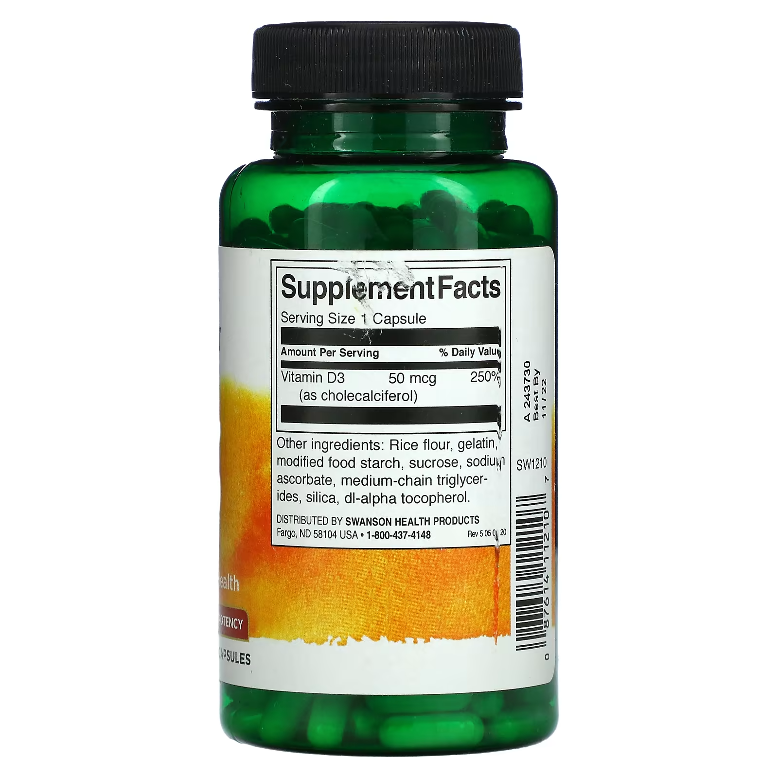 Swanson, Vitamin D3, High Potency, 50 mcg (2,000 IU) / 250 Capsules