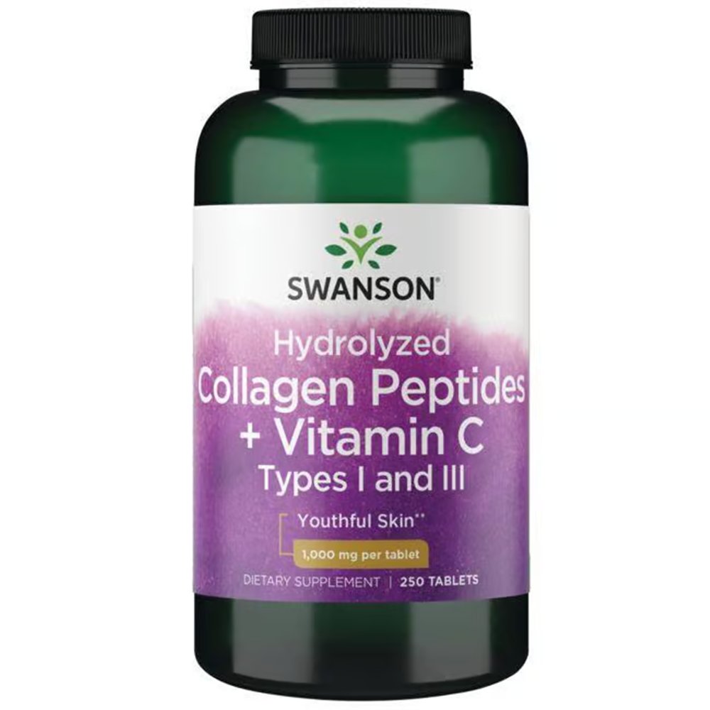 Swanson Premium Hydrolyzed Collagen Peptides + Vitamin C Types I and III  - 1,000 mg / 250 Tabs