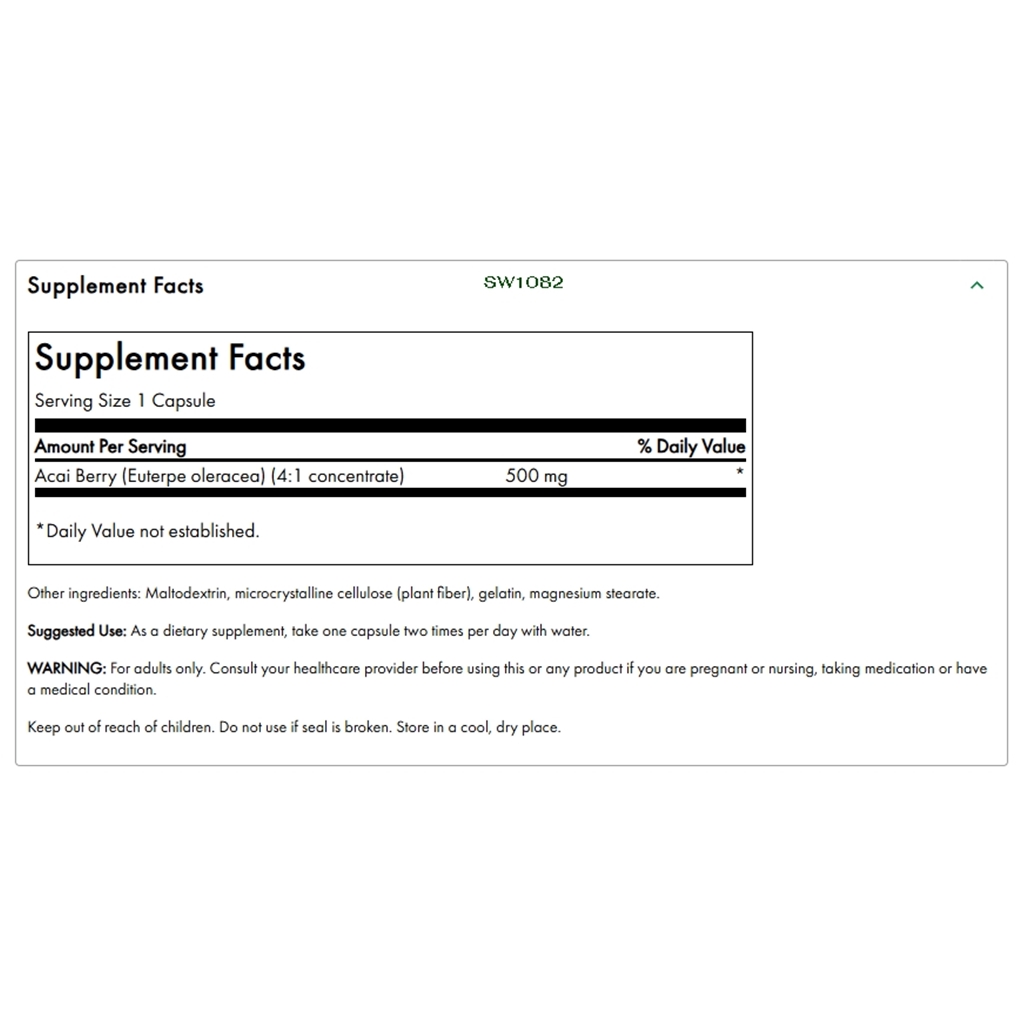 Swanson Premium Acai Berry 500 mg / 120 Caps