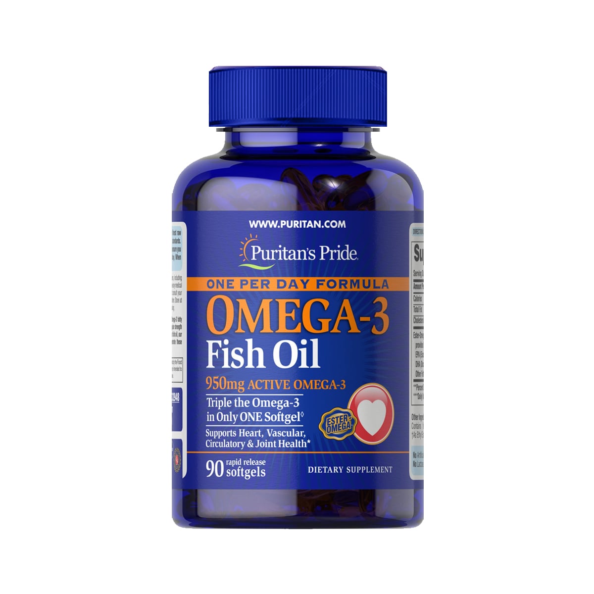Puritan's Pride One Per Day Omega-3 Fish Oil 1,400 mg (950 mg Active Omega-3) 950 mg / 90 Softgels