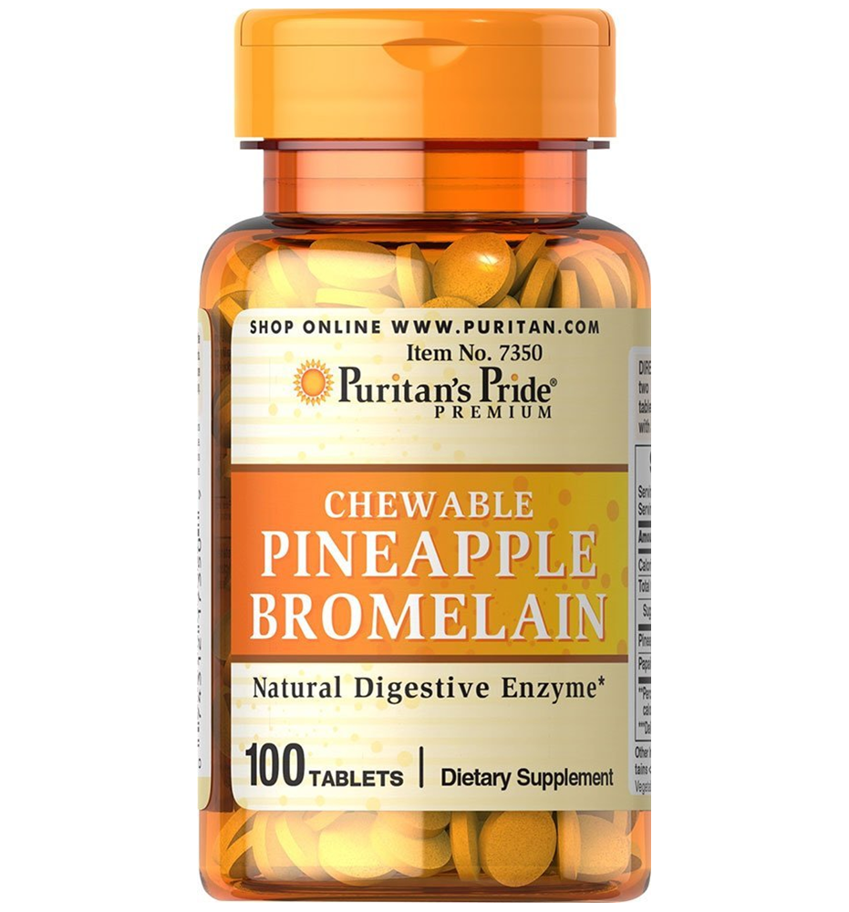 Puritan's Pride Pineapple Bromelain Chewables  40 mg / 100 Tablets