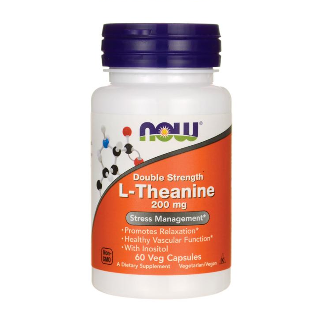 NOW Foods Double Strength L-Theanine 200 mg with Inositol 100 mg / 60 Veg caps