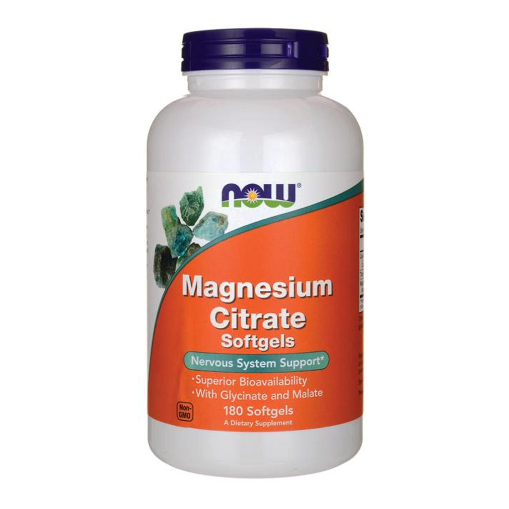 NOW Foods Magnesium (from Magnesium Citrate, Magnesium Glycinate and Magnesium Malate) / 180 Softgels