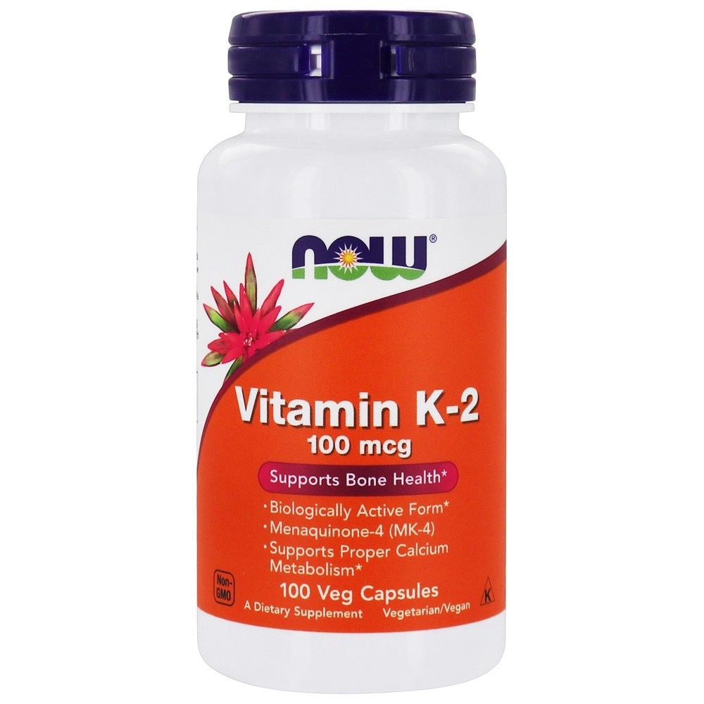 NOW Foods Vitamin K-2 100 mcg / 100 Vegi Caps [Vitamin K2 (as Menaquinone-4) (MK-4) + Alfalfa)]