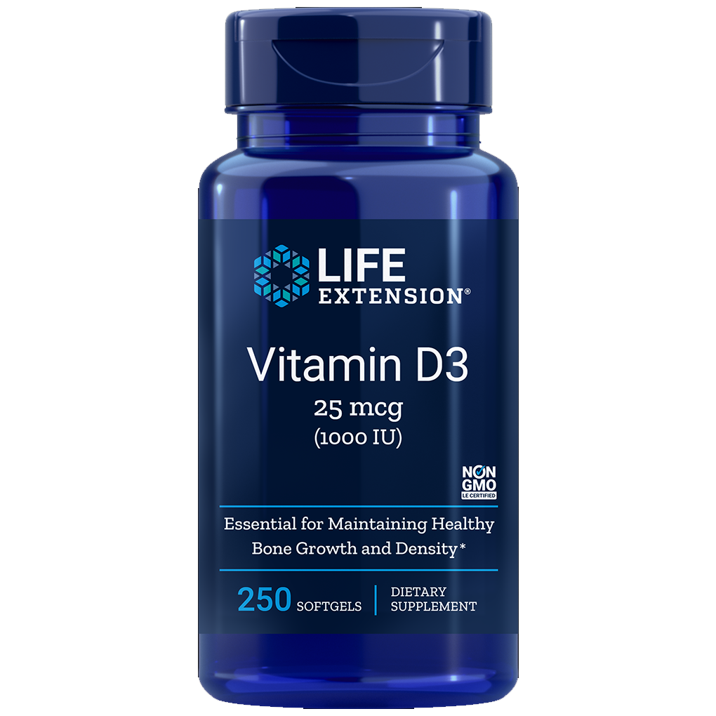 Life Extension  Vitamin D3  25 mcg (1000 IU) / 250 Softgels