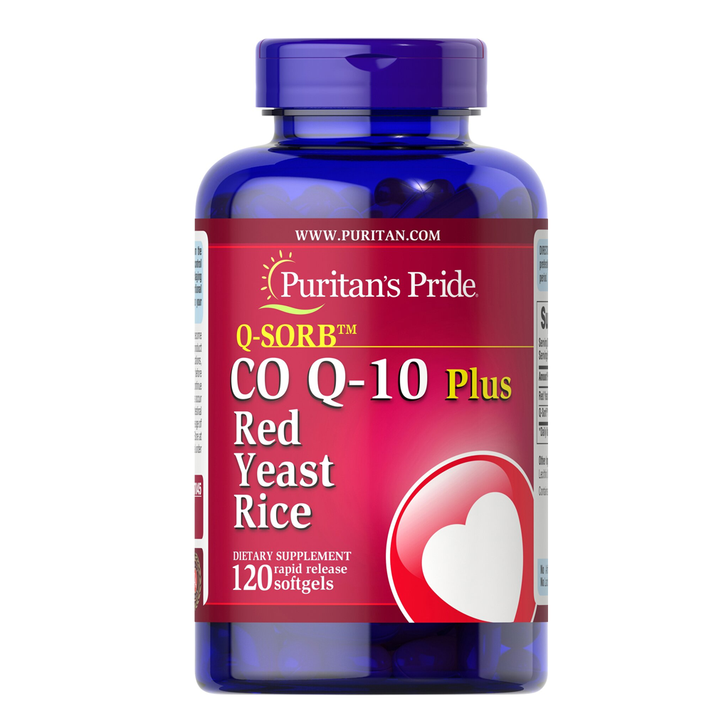 Puritan's Pride Q-SORB Co Q10 Plus Red Yeast Rice 120 mg/1200 mg - 120 Rapid Release Softgels