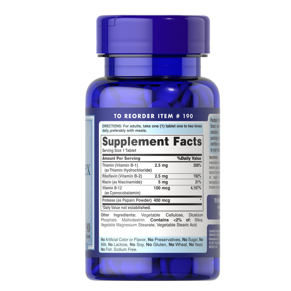 Puritan's Pride Vitamin B-Complex and Vitamin B-12 / 90 Tablets