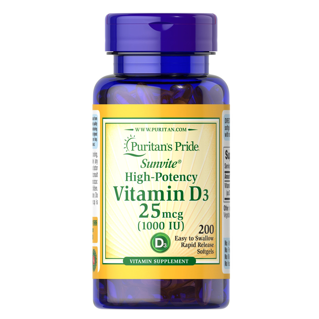 Puritan's Pride Vitamin D3 - 1000 IU / 200 Softgels