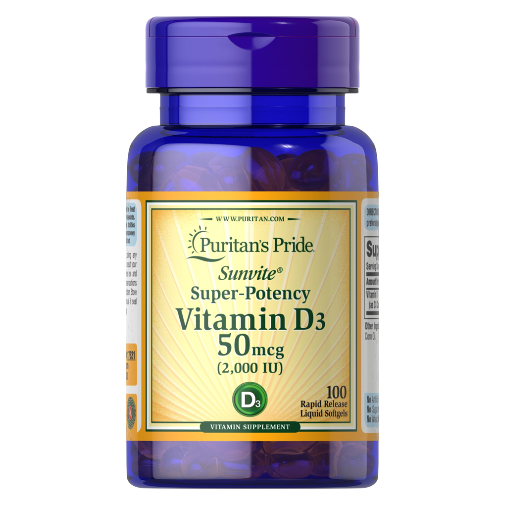 Puritan's Pride Vitamin D3 - 2000 IU / 100 Softgels